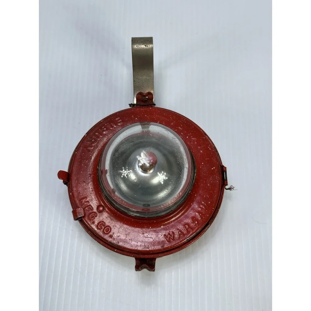 Rare 1930's Embury Mfg Co Warsaw NY USA Red Metal Magnifying Glass Top Lantern